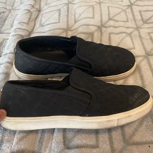 Black Quilted Slip On Sneakers